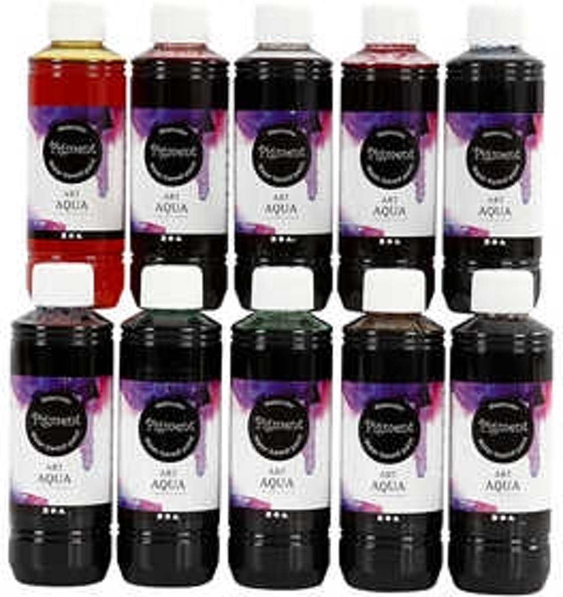 Vloeibare aquarelverf, kleuren assorti, 10x250ml [HOB-34398]